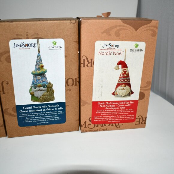 Enesco Jim Shore Set of 6 Ornaments NWT Details: Nordic Noel Gnome Flap Hat Orna - Picture 4 of 7